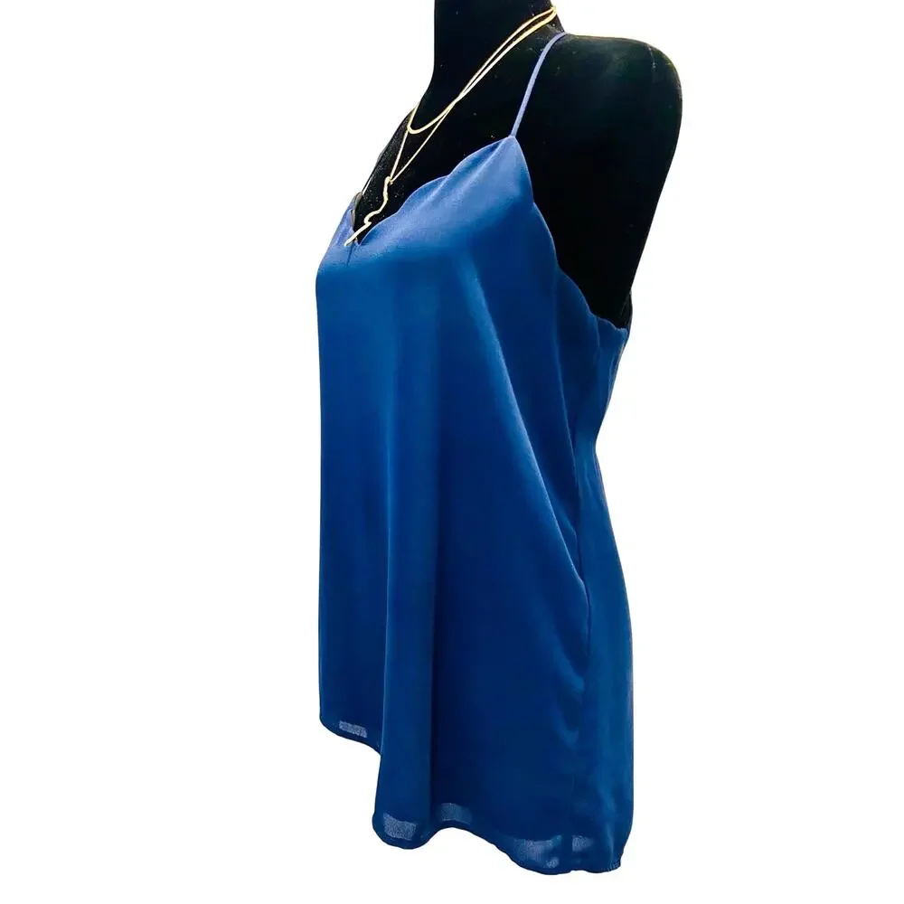 J. Crew Blue Scalloped Trim Racerback Camisole Tank Top Medium